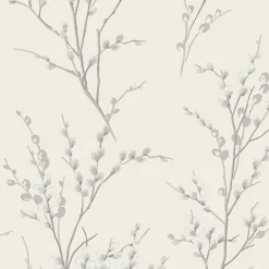 Papier peint intissé Pussy willow imprimé fleurs blanc cassé L.1000 x l.52cm Laura Ashley
