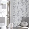 Papier peint intissé Pussy willow imprimé fleurs bleu L.1000 x l.52cm Laura Ashley