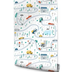 Papier Peint Intissé RUE Véhicules Pour Chambre D'Enfant