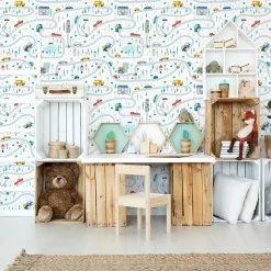 Papier Peint Intissé RUE Véhicules Pour Chambre D'Enfant