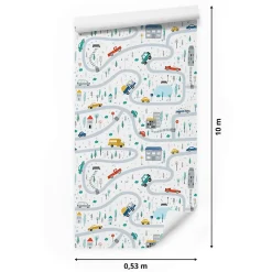 Papier Peint Intissé RUE Véhicules Pour Chambre D'Enfant