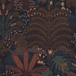 Papier peint intissé Savannah fauna imprimé végétal marron, bleu L.1000 x l.52cm Envy