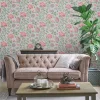 Papier peint intissé Tapestry floral imprimé fleurs et branchages gris L.1000 x l.52cm Laura Ashley