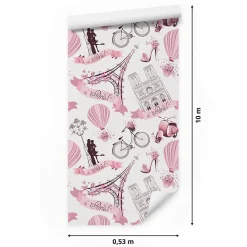 Papier Peint Intissé TOUR EIFFEL Chaussures Ballons Pour Chambre D'Enfant
