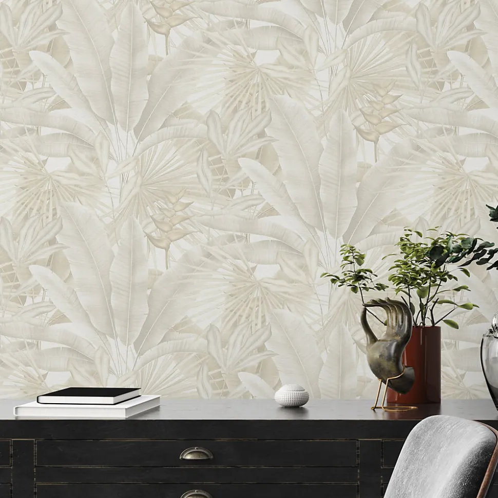 Papier peint intissé vintage feuillage beige mat l.1005 x l.53cm, As Création