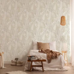 Papier peint intissé vintage feuillage beige mat l.1005 x l.53cm, As Création