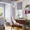 Papier peint intissé Wild meadow imprimé fleurs iris blanc, violet L.1000 x l.52cm Laura Ashley
