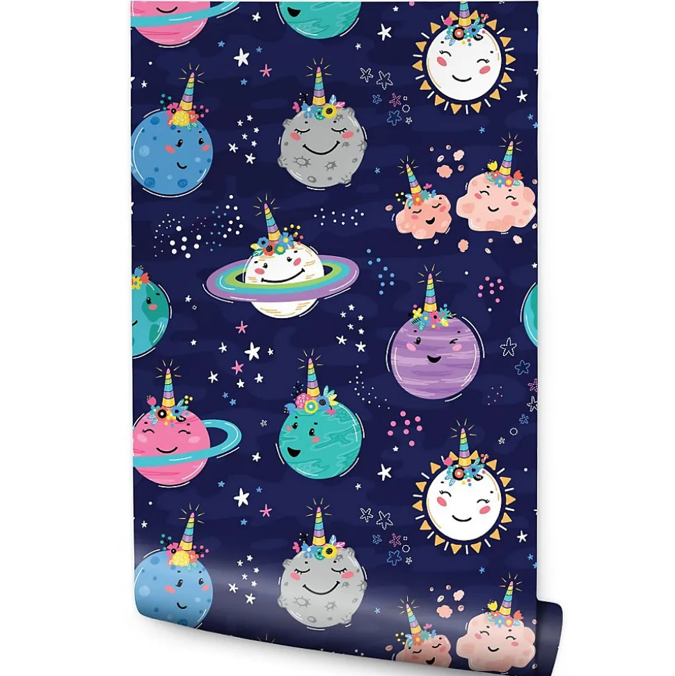 Papier Peint Intisse COSMOS Planètes Etoiles Couleurs Pour Chambre D'Enfant