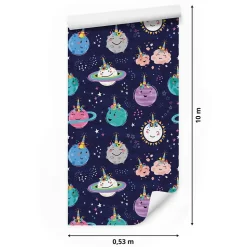 Papier Peint Intisse COSMOS Planètes Etoiles Couleurs Pour Chambre D'Enfant