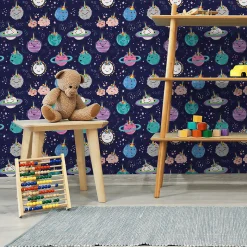 Papier Peint Intisse COSMOS Planètes Etoiles Couleurs Pour Chambre D'Enfant