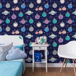 Papier Peint Intisse COSMOS Planètes Etoiles Couleurs Pour Chambre D'Enfant