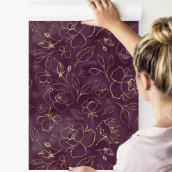 Papier Peint Intisse FLEURS Roses Abstraction Pour Salon