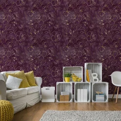 Papier Peint Intisse FLEURS Roses Abstraction Pour Salon