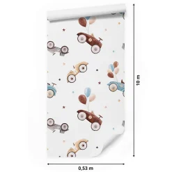 Papier Peint Intisse VOITURES Ballons Etoiles Colorees Pour Chambre D'Enfant