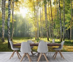 Papier Peint Intissé Panoramique Pour Chambre Cuisine 3D Forêt Vert 400x280