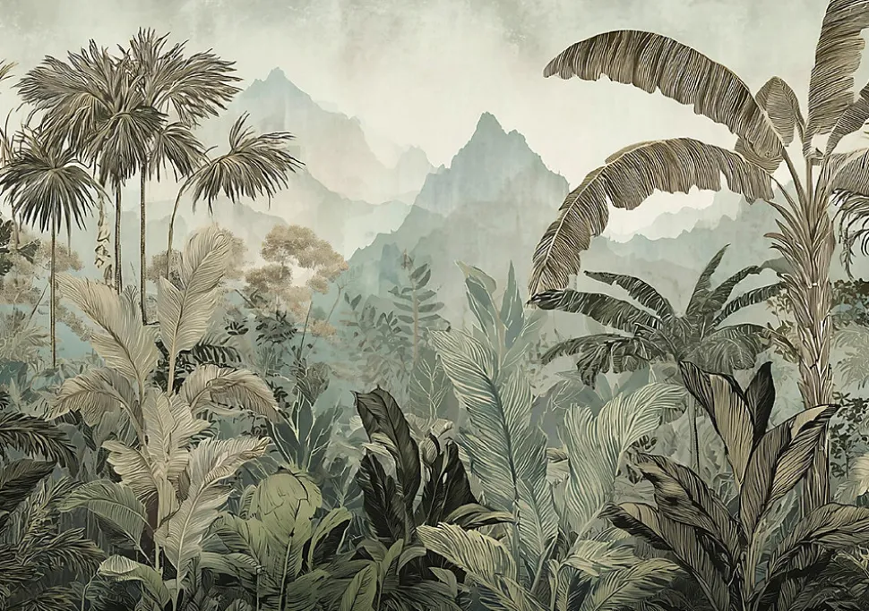 Papier Peint Intissé Panoramique Pour Chambre Cuisine Jungle Forêt tropicale 400x280 cm