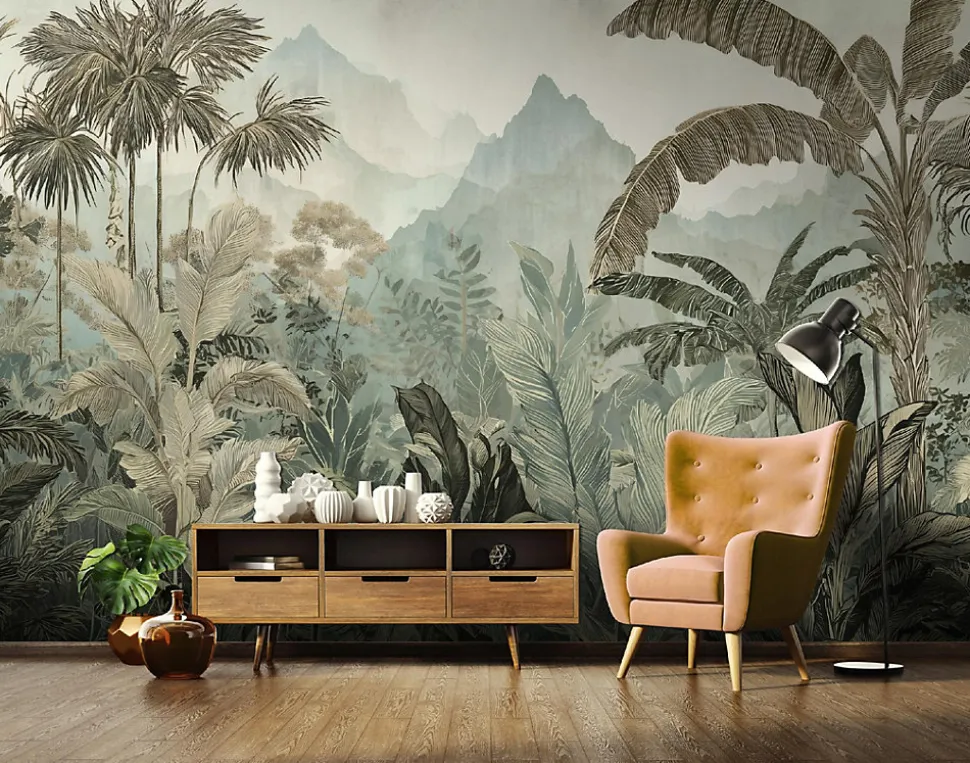 Papier Peint Intissé Panoramique Pour Chambre Cuisine Jungle Forêt tropicale 400x280 cm