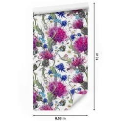 Papier Peint LIBELLULE Feuilles FLEURS Pour La Chambre