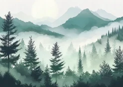 Papier Peint Montagnes Nature Panoramique Intissé 350x250 cm - Colle Inclus - Moderne Papier Peint Intissé Chambre Salon