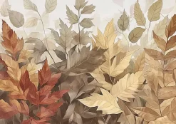 Papier Peint Panoramique Intissé Feuilles Boho Beige 400x280 cm - Colle Inclus - Moderne XXL Papier Peint por Chambre Salon