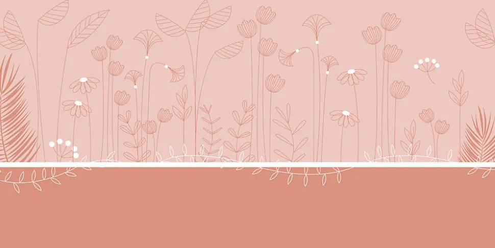 Papier peint panoramique enfant Mélodie des plantes, Rose 225 x 250cm