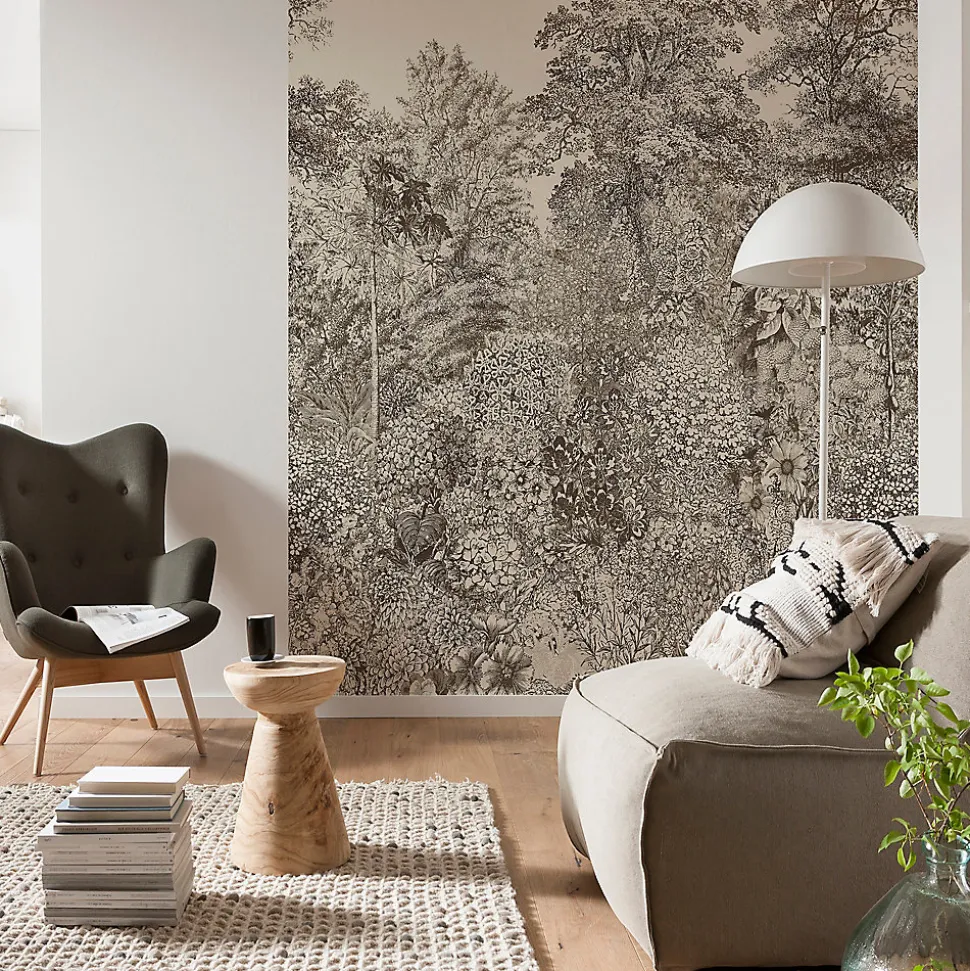 Papier peint panoramique Intissé GoodHome Sugil noir et blanc 300 x 280 cm