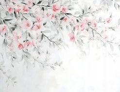 Papier Peint Panoramique Intissé Feuilles Fleurs 350x250 cm - Colle Inclus - Chambre et Salon - Moderne Papier Peint
