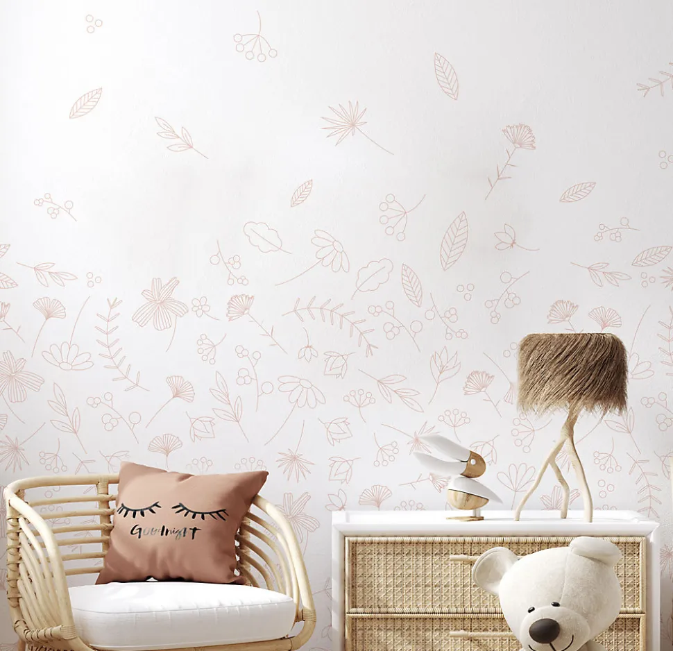Papier peint panoramique enfant Danse des Feuilles, Beige 450 x 250cm