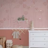 Papier peint panoramique enfant Mélodie des plantes, Rose 525 x 250cm