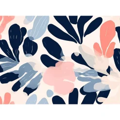 Papier peint panoramique intissé fleuri, fleurs abstraites, bleu, rose, 8 lés, L.280 x l.400cm IDPanneaux