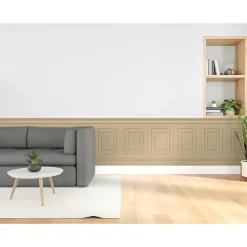 Papier peint panoramique, beige, effet trompe l'oeil, boiseries soubassement, 70 cm X 195 cm