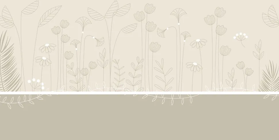 Papier peint panoramique enfant Mélodie des plantes, Beige 150 x 250cm