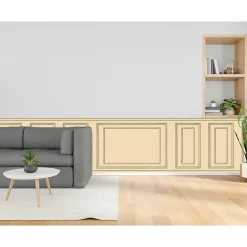 Papier peint panoramique, pêche, effet trompe l'oeil, boiseries soubassement, 75 cm X 200 cm