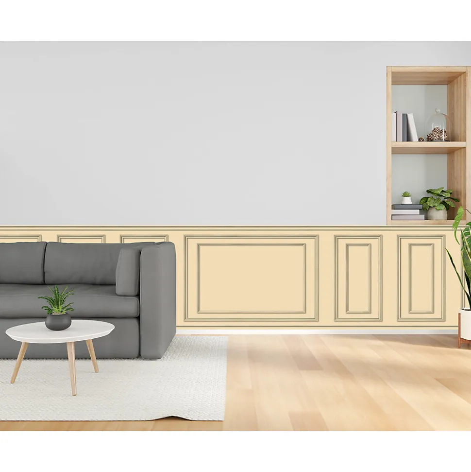 Papier peint panoramique, pêche, effet trompe l'oeil, boiseries soubassement, 75 cm X 200 cm