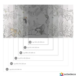 Papier peint panoramique enfant Jungle, Couleurs 150 x 250cm