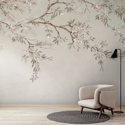 Papier peint panoramique Blossom Trail 300 x 280cm Beige, marron, vert grisé