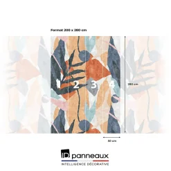 Papier peint panoramique intissé géométrique gris, bleu, orange, 4lés, L.280 x l.200cm IDPanneaux