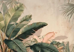 Papier Peint Panoramique Intissé Feuilles Jungle Vert - 350x250 cm - Papier Peint Chambre et salon