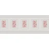 Papier peint panoramique, crème toile de jouy rouge, effet trompe l'oeil, boiseries soubassement, 70 cm X 195 cm