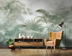 Papier Peint Panoramique Intissé Jungle Feuilles Vert - 350x250 cm - Papier Peint Chambre et salon