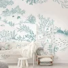 Papier peint panoramique enfant Jardin sous-marin, Vert 150 x 250cm