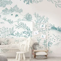 Papier peint panoramique enfant Jardin sous-marin, Vert 150 x 250cm