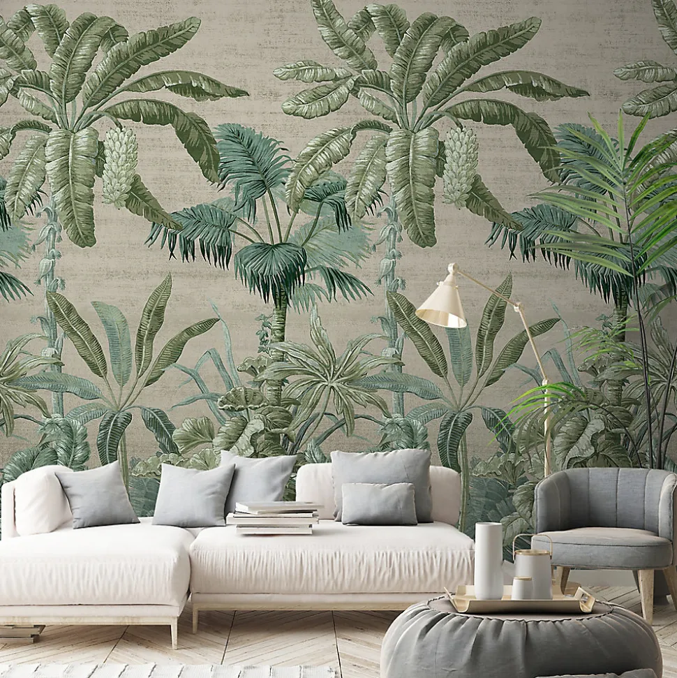 Papier peint panoramique Intissé GoodHome Tugtu crème 280 x 159 cm