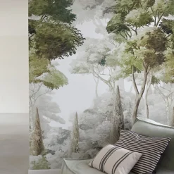 Papier peint panoramique intissé paysage fôret vert, gris, 3 lés, L.280 x l.159 cm Grandeco