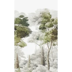 Papier peint panoramique intissé paysage fôret vert, gris, 3 lés, L.280 x l.159 cm Grandeco