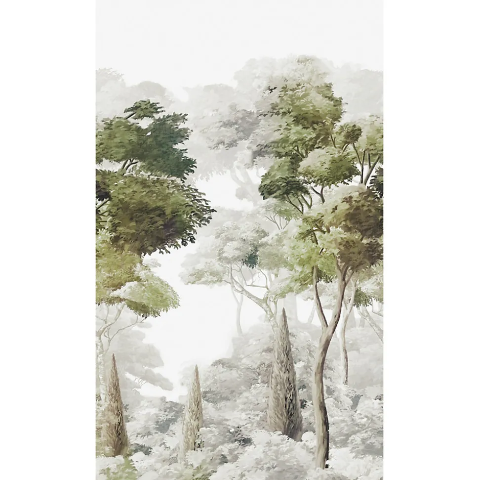 Papier peint panoramique intissé paysage fôret vert, gris, 3 lés, L.280 x l.159 cm Grandeco