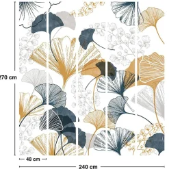 Papier peint panoramique - Gingko - Multicolore - intissé : 150g/m² - 5 lés : 240x270cm