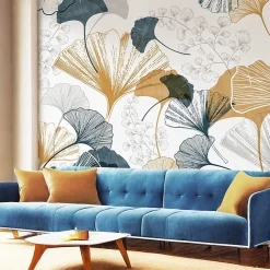 Papier peint panoramique - Gingko - Multicolore - intissé : 150g/m² - 5 lés : 240x270cm
