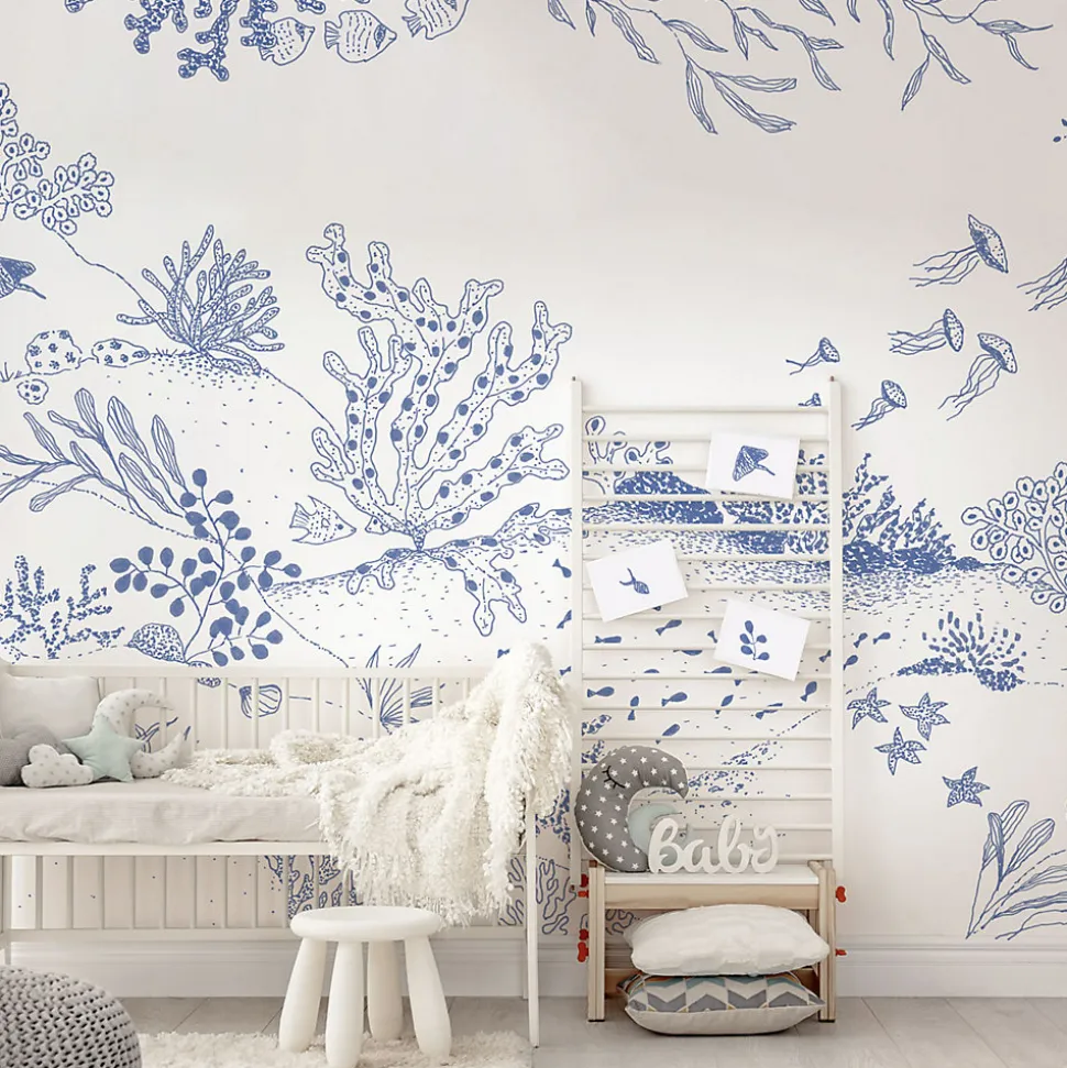 Papier peint panoramique enfant Jardin sous-marin, Bleu 375 x 250cm