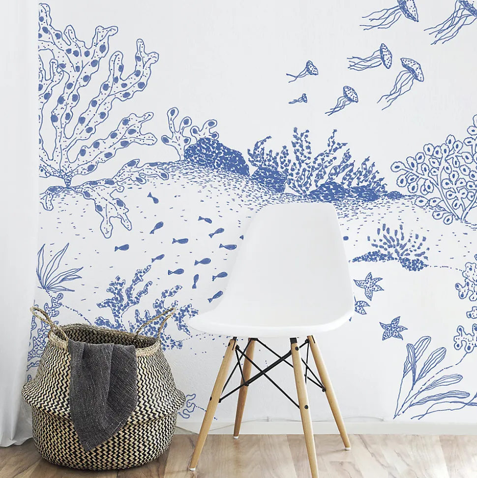 Papier peint panoramique enfant Jardin sous-marin, Bleu 375 x 250cm